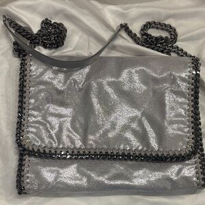 Stella McCartney Silver Shoulder Bag with Black Chain